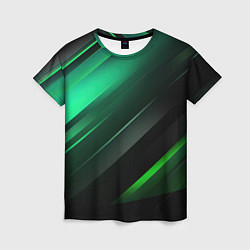 Футболка женская Black green abstract, цвет: 3D-принт