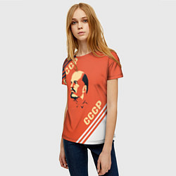 Футболка женская Ленин на красном фоне, цвет: 3D-принт — фото 2