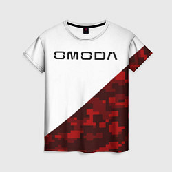 Футболка женская Omoda red white, цвет: 3D-принт