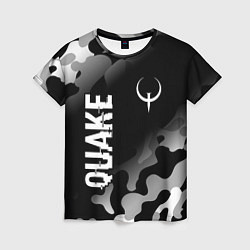 Футболка женская Quake glitch на темном фоне: надпись, символ, цвет: 3D-принт
