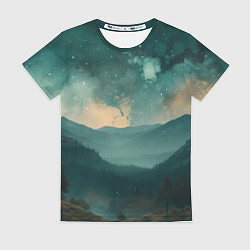 Женская футболка Космическая ночь в горах