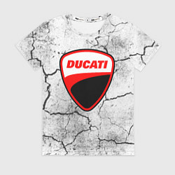 Футболка женская Ducati - потресканная земля, цвет: 3D-принт