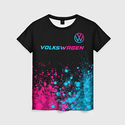 Футболка женская Volkswagen - neon gradient: символ сверху, цвет: 3D-принт
