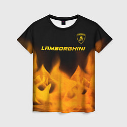 Футболка женская Lamborghini - gold gradient: символ сверху, цвет: 3D-принт