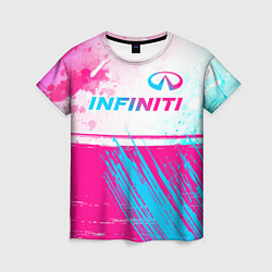 Женская футболка Infiniti neon gradient style: символ сверху