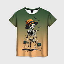 Футболка женская Funny skeleton - halloween - neural network, цвет: 3D-принт