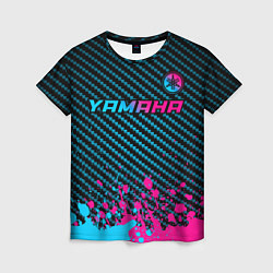 Женская футболка Yamaha - neon gradient: символ сверху