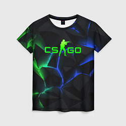 Футболка женская CS GO green blue neon, цвет: 3D-принт