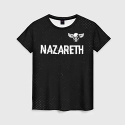 Футболка женская Nazareth glitch на темном фоне: символ сверху, цвет: 3D-принт