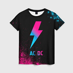 Футболка женская AC DC - neon gradient, цвет: 3D-принт