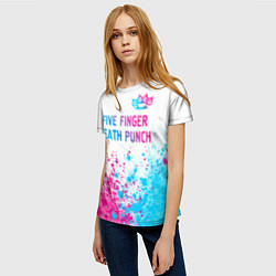 Футболка женская Five Finger Death Punch neon gradient style: симво, цвет: 3D-принт — фото 2