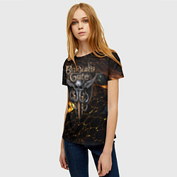 Футболка женская Baldurs Gate 3 logo gold and black, цвет: 3D-принт — фото 2