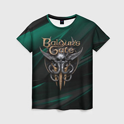 Футболка женская Baldurs Gate 3 logo green geometry, цвет: 3D-принт