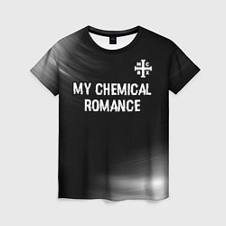 Футболка женская My Chemical Romance glitch на темном фоне: символ, цвет: 3D-принт