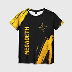 Футболка женская Megadeth - gold gradient: надпись, символ, цвет: 3D-принт