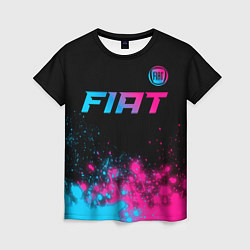 Футболка женская Fiat - neon gradient: символ сверху, цвет: 3D-принт