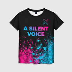 Женская футболка A Silent Voice - neon gradient: символ сверху