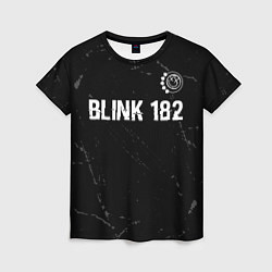 Футболка женская Blink 182 glitch на темном фоне: символ сверху, цвет: 3D-принт