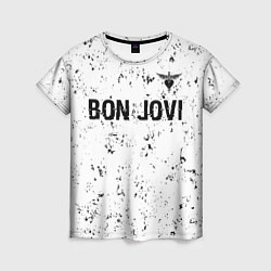 Футболка женская Bon Jovi glitch на светлом фоне: символ сверху, цвет: 3D-принт