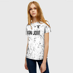 Футболка женская Bon Jovi glitch на светлом фоне: символ сверху, цвет: 3D-принт — фото 2