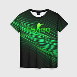 Футболка женская CSGO green lines logo, цвет: 3D-принт
