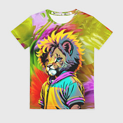 Футболка женская Funny lion cub - pop art, цвет: 3D-принт