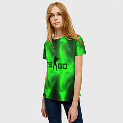 Футболка женская CSGO green logo, цвет: 3D-принт — фото 2