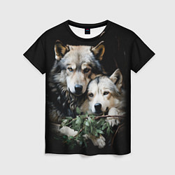 Женская футболка Волчица с маленьким волчонком