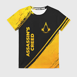 Футболка женская Assassins Creed - gold gradient: надпись, символ, цвет: 3D-принт