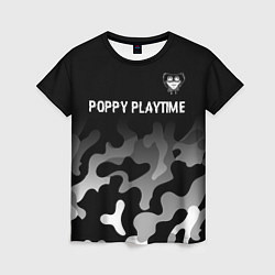 Футболка женская Poppy Playtime glitch на темном фоне: символ сверх, цвет: 3D-принт