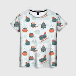 Футболка женская Зимние веселые лягушки, цвет: 3D-принт