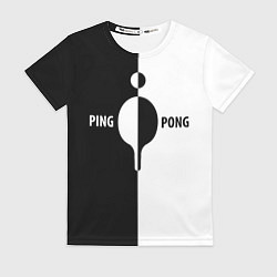 Женская футболка Ping-Pong черно-белое