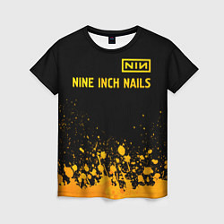 Женская футболка Nine Inch Nails - gold gradient: символ сверху