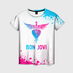 Футболка женская Bon Jovi neon gradient style, цвет: 3D-принт