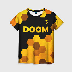 Футболка женская Doom - gold gradient: символ сверху, цвет: 3D-принт
