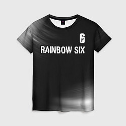 Футболка женская Rainbow Six glitch на темном фоне: символ сверху, цвет: 3D-принт