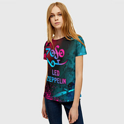 Футболка женская Led Zeppelin - neon gradient, цвет: 3D-принт — фото 2
