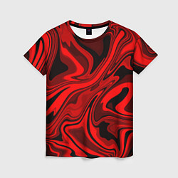 Футболка женская Красно-чёрная пластичная абстракция, цвет: 3D-принт