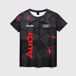 Футболка женская Audi черные плиты с эффектом свечения, цвет: 3D-принт
