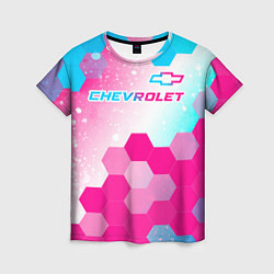 Женская футболка Chevrolet neon gradient style посередине