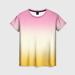 Футболка женская Розовый бежевый желтый градиент, цвет: 3D-принт