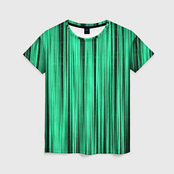 Женская футболка Абстракция полосы зелёные