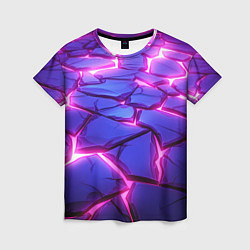 Женская футболка Неоновые фиолетовые камни со свечением