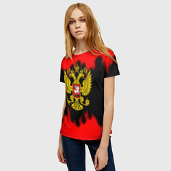 Футболка женская Герб РФ огненный стиль, цвет: 3D-принт — фото 2