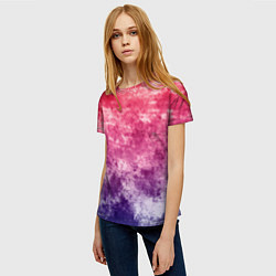Футболка женская Абстракция - сине-красный беспорядок, цвет: 3D-принт — фото 2