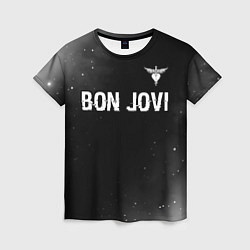 Футболка женская Bon Jovi glitch на темном фоне посередине, цвет: 3D-принт