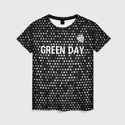 Футболка женская Green Day glitch на темном фоне посередине, цвет: 3D-принт