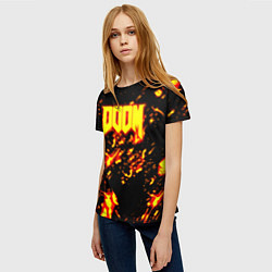 Футболка женская Doom огненный стиль ад марса, цвет: 3D-принт — фото 2
