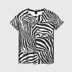 Футболка женская Шкура зебры черно - белая графика, цвет: 3D-принт