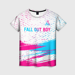 Футболка женская Fall Out Boy neon gradient style посередине, цвет: 3D-принт